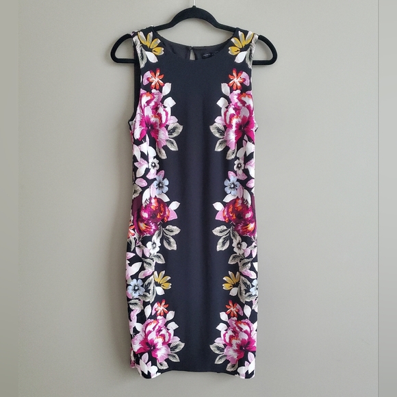 White House Black Market WHBM Floral Sheath Stretch Dress in Black Size XS - Picture 2 of 8